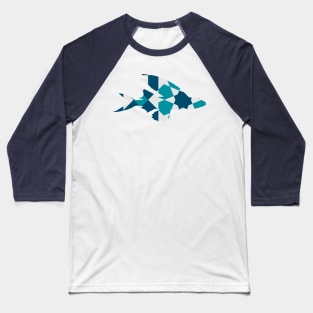 Long Fin Fish Silhouette with Pattern Baseball T-Shirt